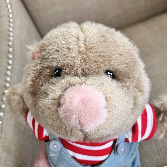 Vintage Suzys Zoo Ollie Marmot Bear Plush 11" StarShine Overalls Striped Shirt - Picture 9 of 9